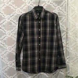 Volcom Men's Black Plaid Classic Fit Button Up Long Sleeve Shirt Size S